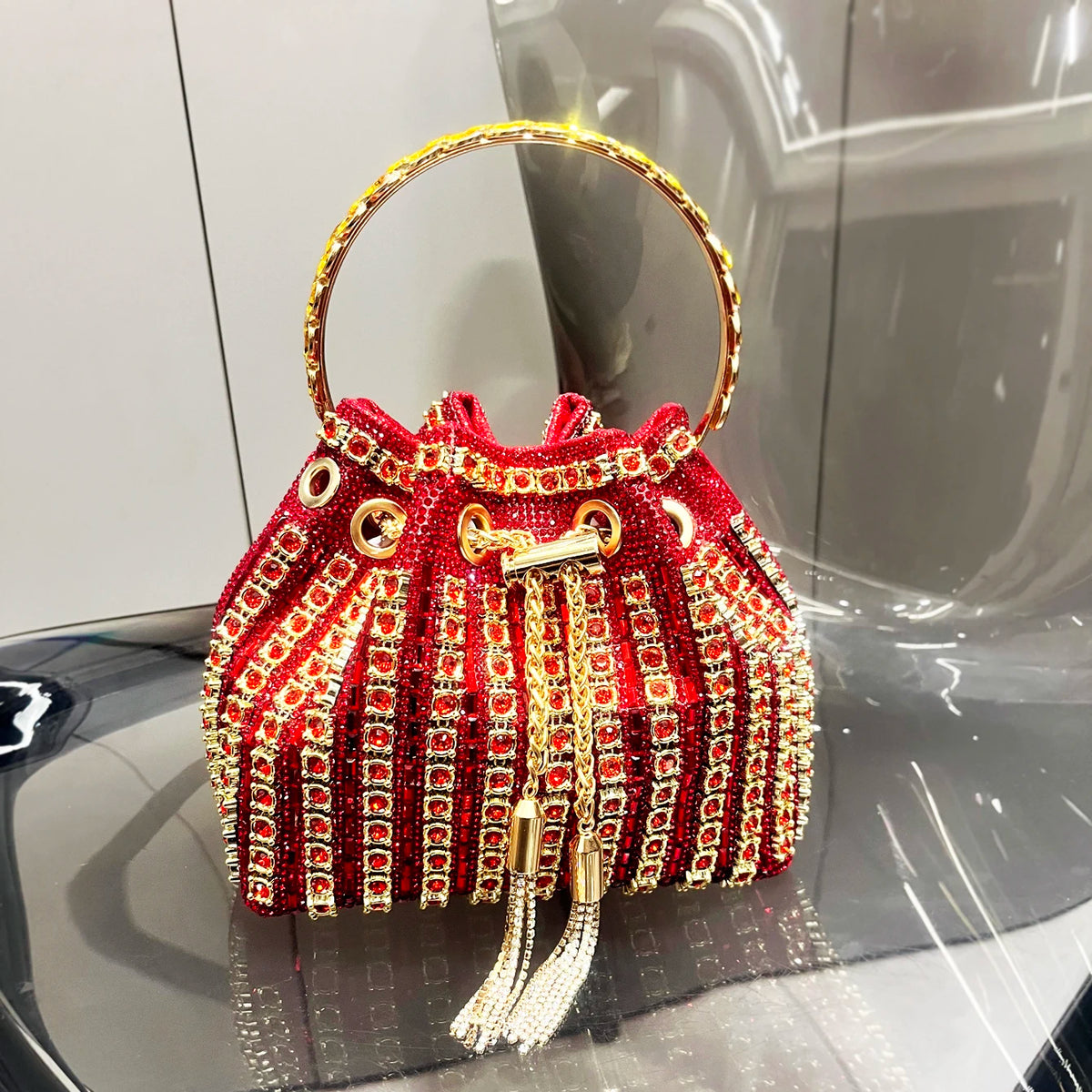 luxury Designer purses and handbags bags for women bucket clutch purse evening banquet bag Crystal rhinestone shoulder bag