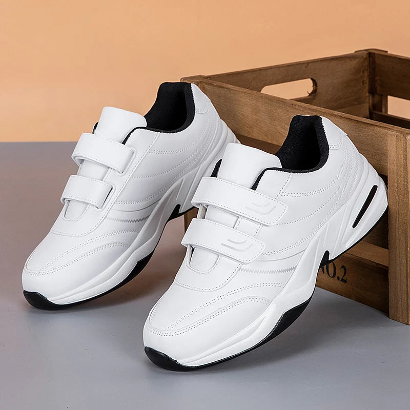 Large Size 48 White Casual Sneakers Men Comfy Leather Lightweight Men's Sports Shoes Outdoor Non-slip Walking Shoes Man Trainers