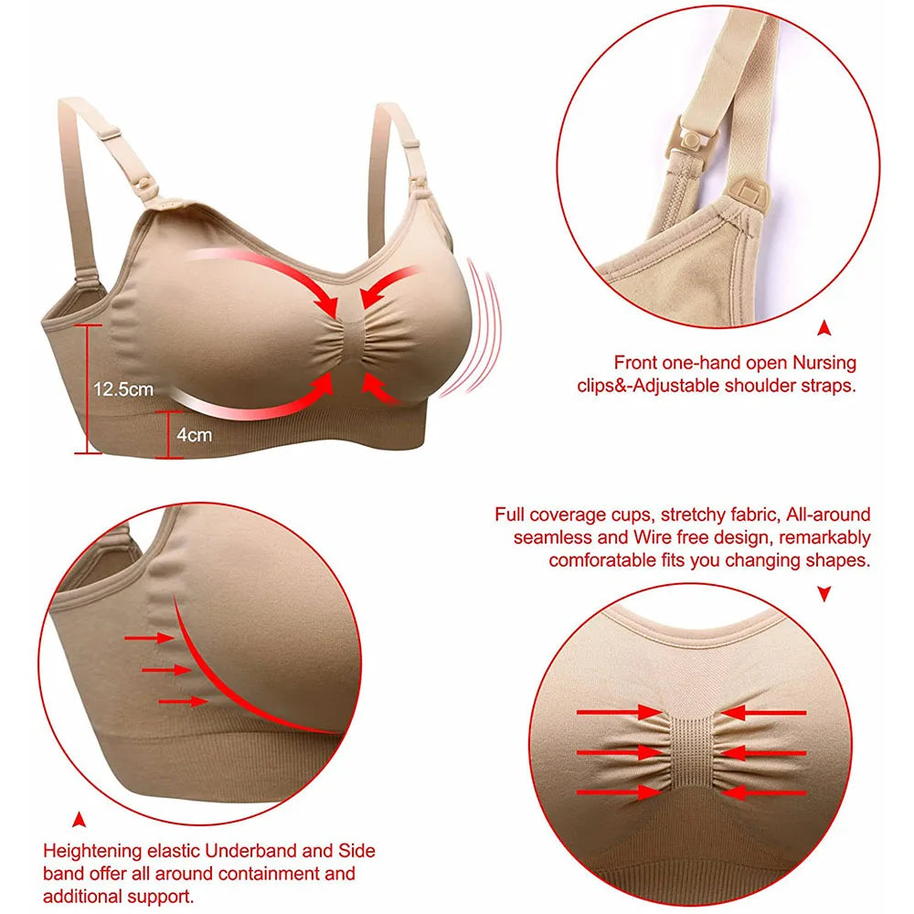 1/2pcs Breastfeeding Bras Maternity Nursing Bra for Feeding Nursing Underwear Clothes for Pregnant Women Wirefree Breathable Bra