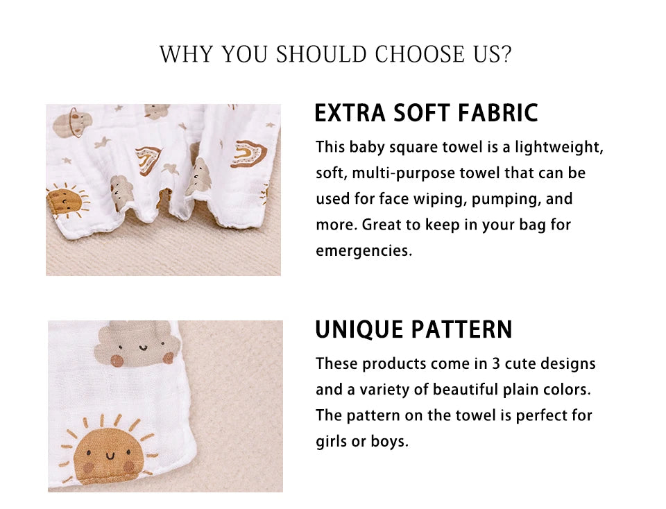 Kangobaby #My Soft Life# 5pcs Pack Bamboo Cotton Breathable Baby Muslin Towel Newborn Burp Cloth