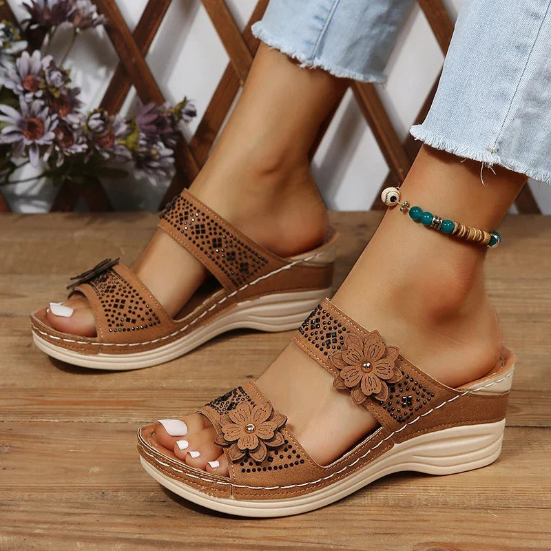 Ladies Shoes on Offer Summer New Plus Size Slippers Women Retro Roman Women's Slipper Casual Beach Flower Platform Wedge Sandals