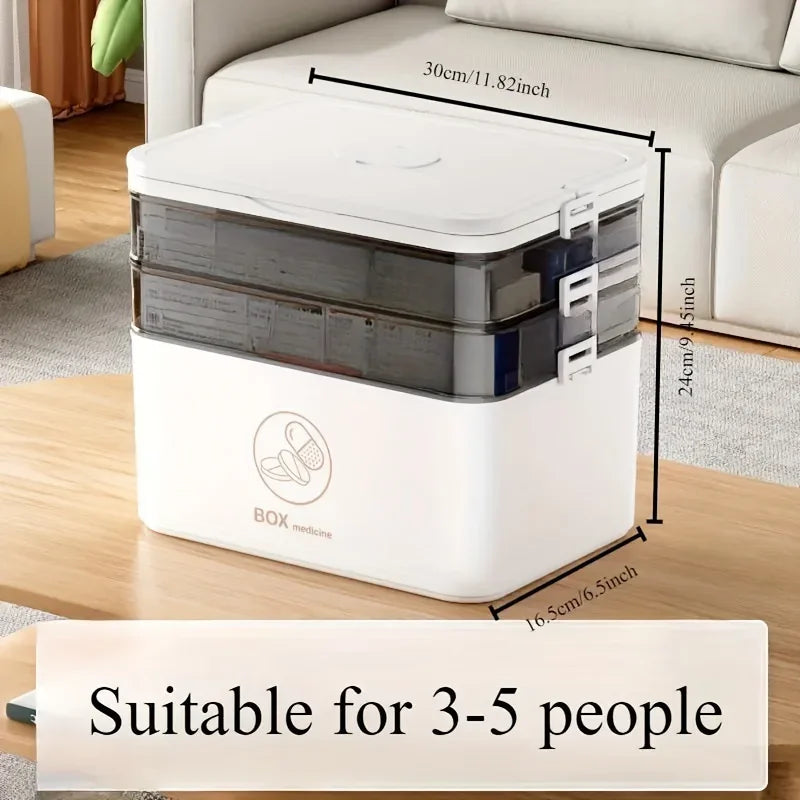1pc 3-Tier Family Emergency Medicine Storage Box, Leak Resistant Compact Home Medicine Organizer