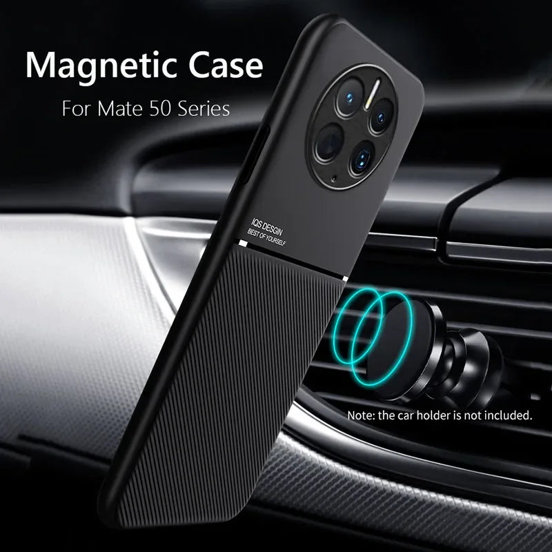 For Huawei Mate 50 Pro Case Car Magnetic Leather Cover Soft Frame Funda On For Mate 50 Pro Mate50 Pro Phone Cases Capa