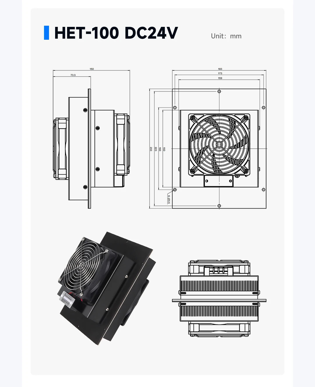 ENMG Industrial Cabinet Semiconductor Cooling System HET Kit 12V Peltier Cooling Module with Fan Heatsink & Electronic AC Green.