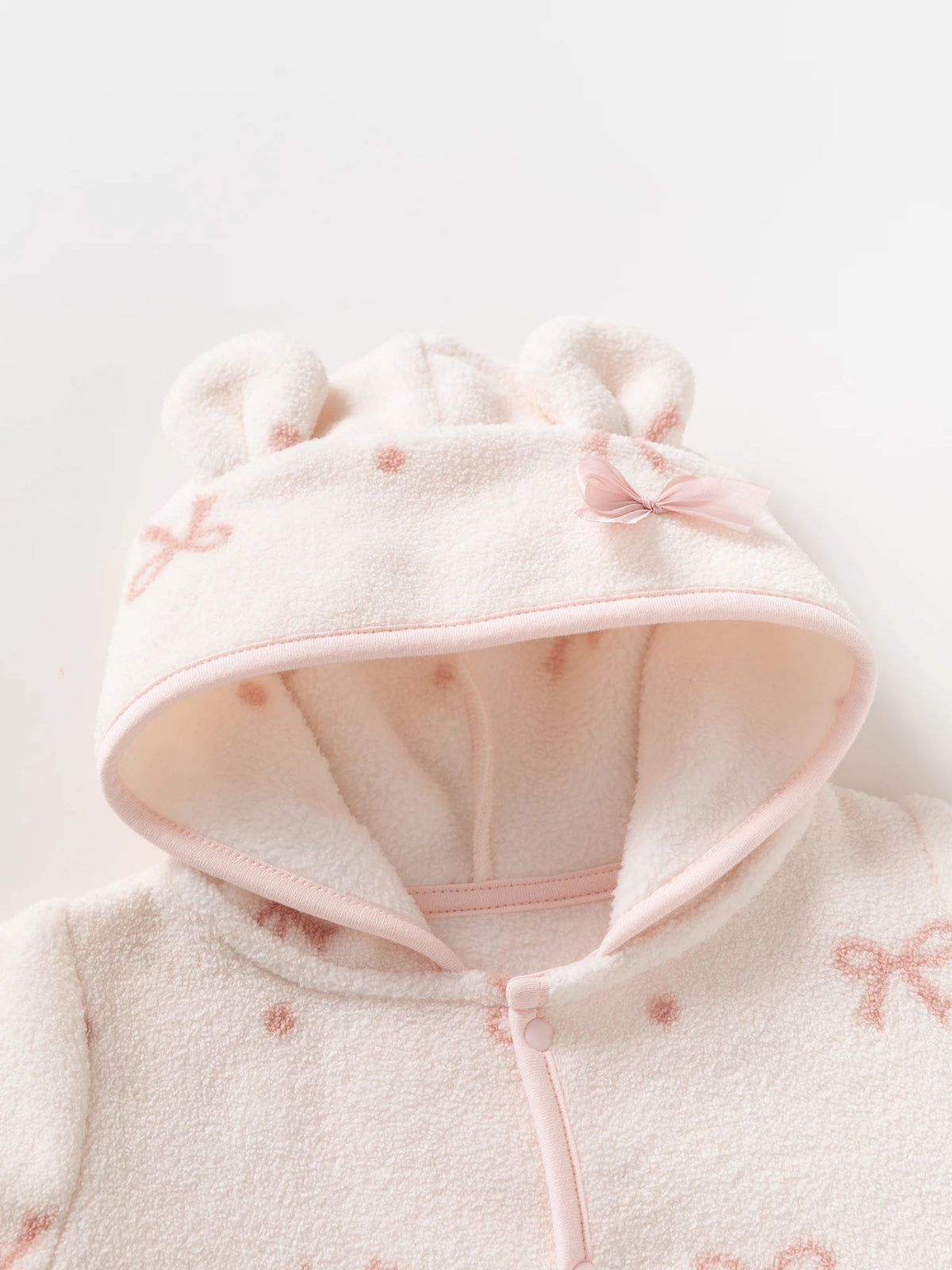 2026 Spring Newborn Baby Hooded Rompers Cute Bear Fleece Girls Jumpsuits Clothes for Toddler Infant