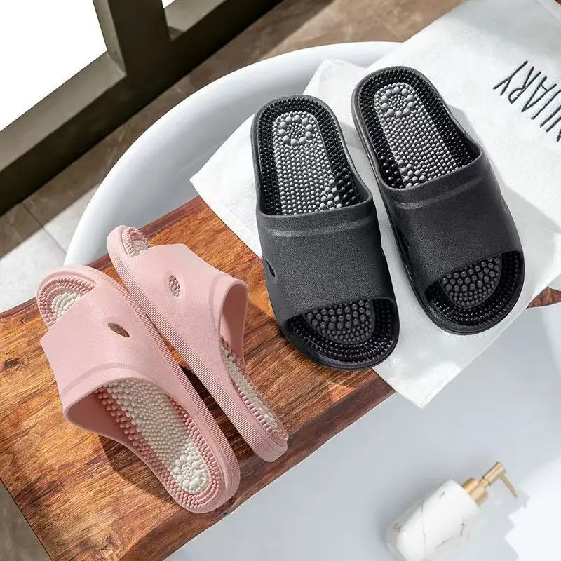 Summer New Woman's Open Toe Foot Sole Massage Slipper Soft Sole Non Slip Comfortable Home Slippers Bathroom Slippers