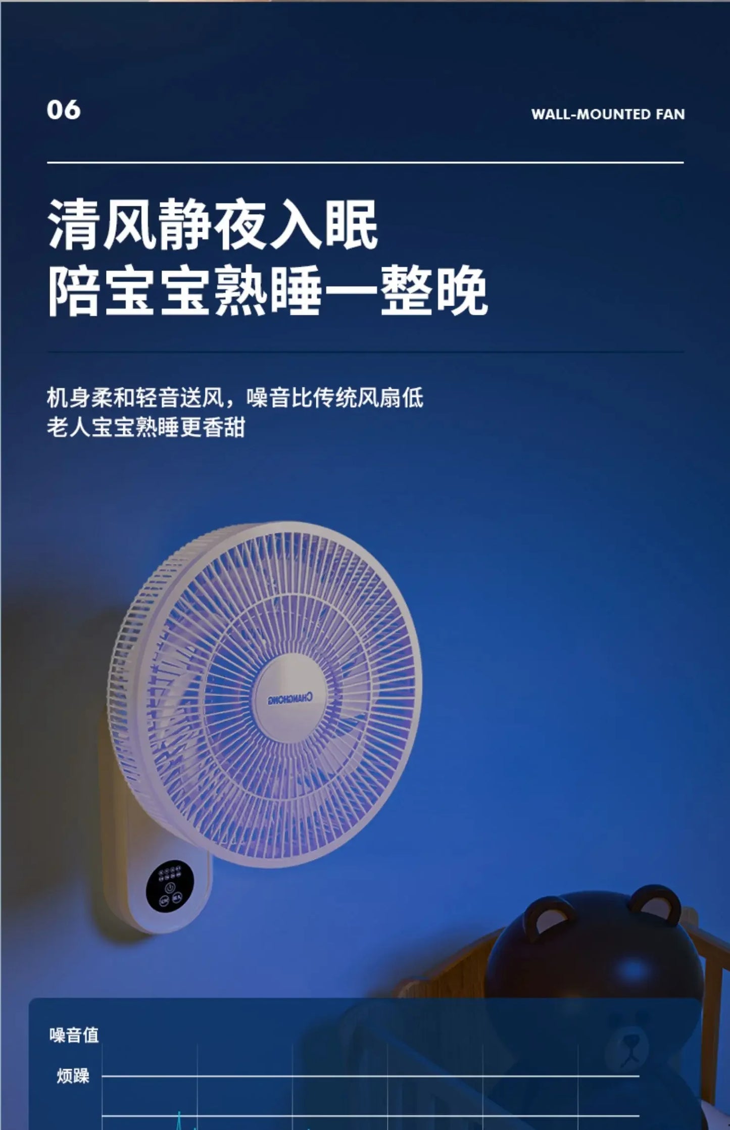 220V Wall-mounted fan with wall-mounted fan, large wind-powered fan, small remote-controlled wall-mounted  with shaking head AD