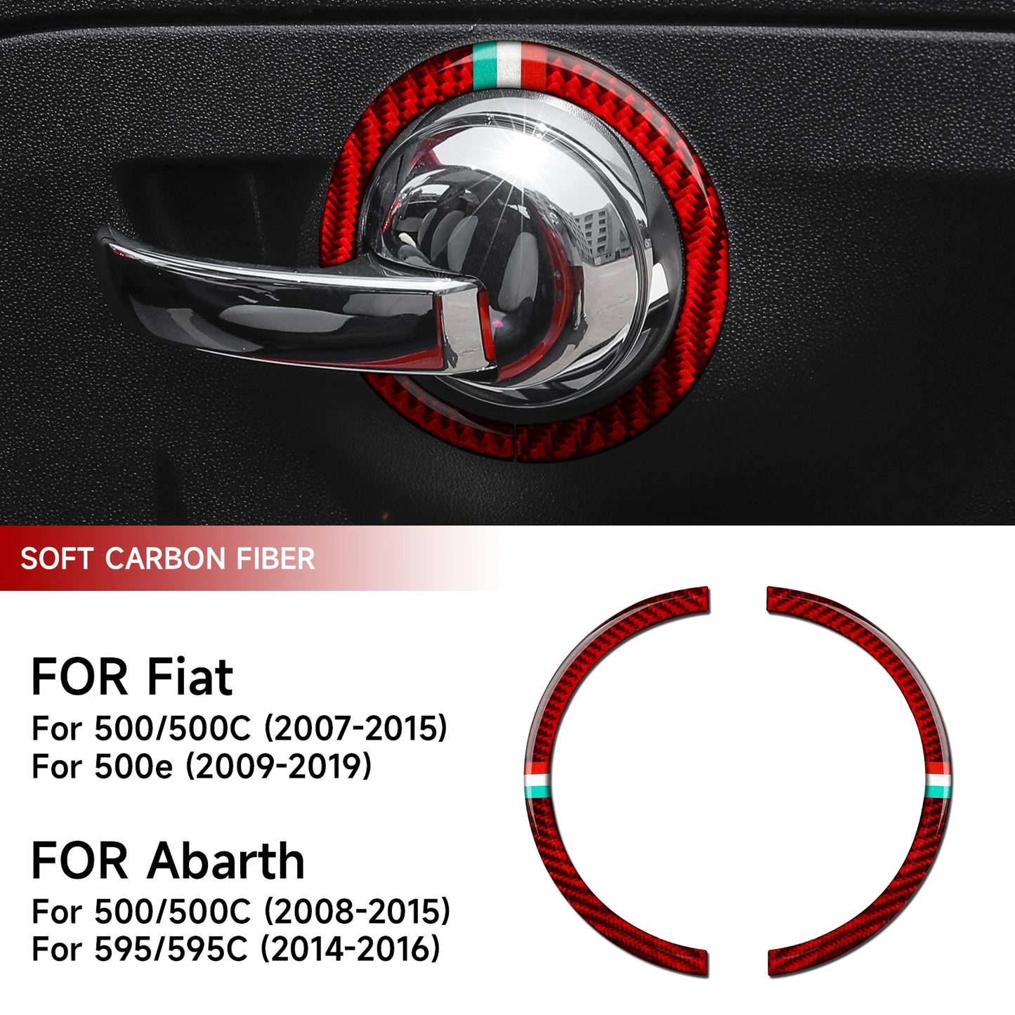 Car Inner Door Bowl Decorative Strip For Fiat Abarth 500 500C 500e 595 595C 695C Carbon Fiber Interior Sticker Car Accessories