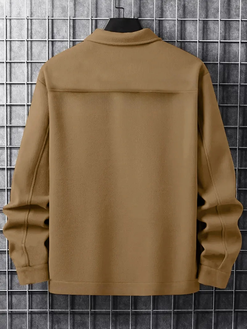 Luxury Businees Male Woolen Jackets Fashion Lapel Button-down Solid Color Long Sleeve Coats Trendy High Quality Outerwears S-2XL