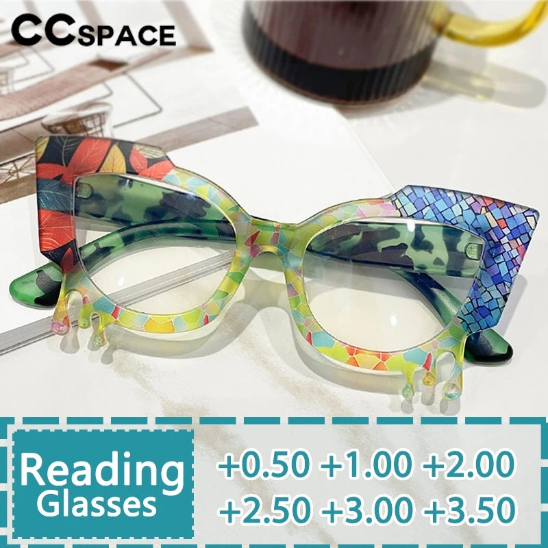 2024 New In Colorful Reading Glasses Women Popular Casual Optical Presbyopia Eyeglasses Diopter +50+100+150+200+300+350 300921