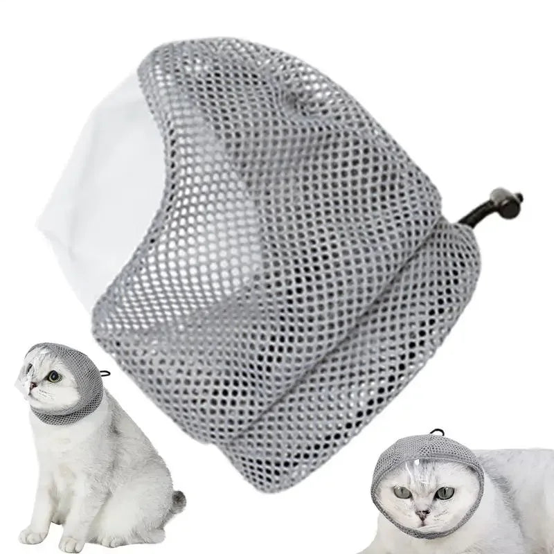 Cat Muzzle for Grooming Breathable Kitten Mesh Muzzles Adjustable Pet Grooming Muzzle Anti Scratch Cat Grooming Restraint Bags