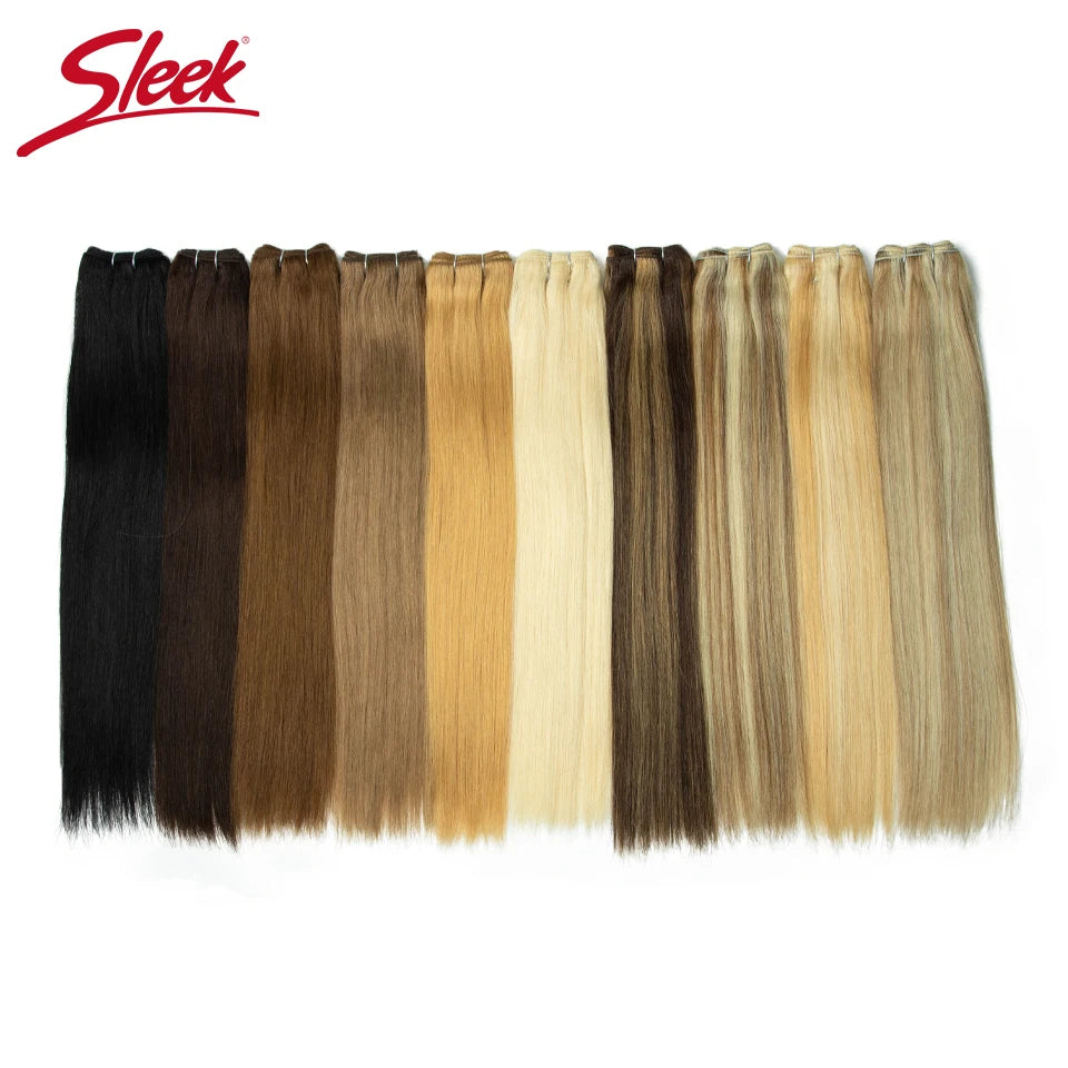Sleek Peruvian Straight Human Hair Double Drawn Natural Human Hair Weave Bundles Natural Brown #27 #613 Remy Human Hair Bundle