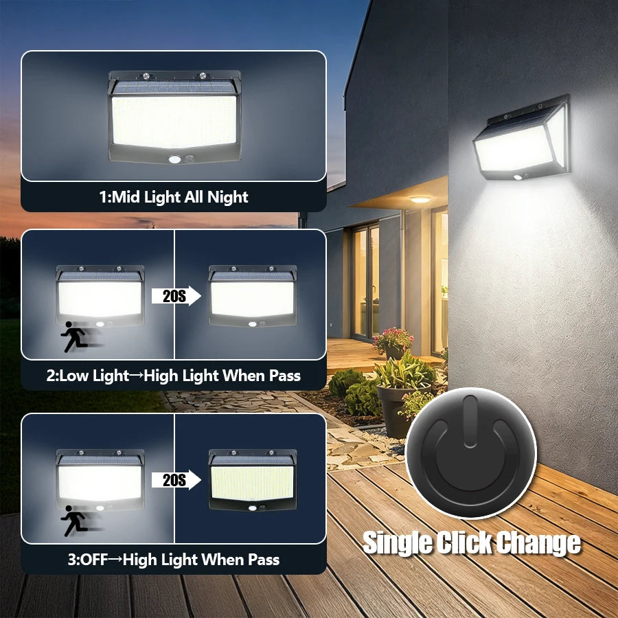 Outdoor 100 LED/468 LED Solar Light Motion Sensor Waterproof Solar Light Solar Power Garden Corridor Decoration Emergency Light