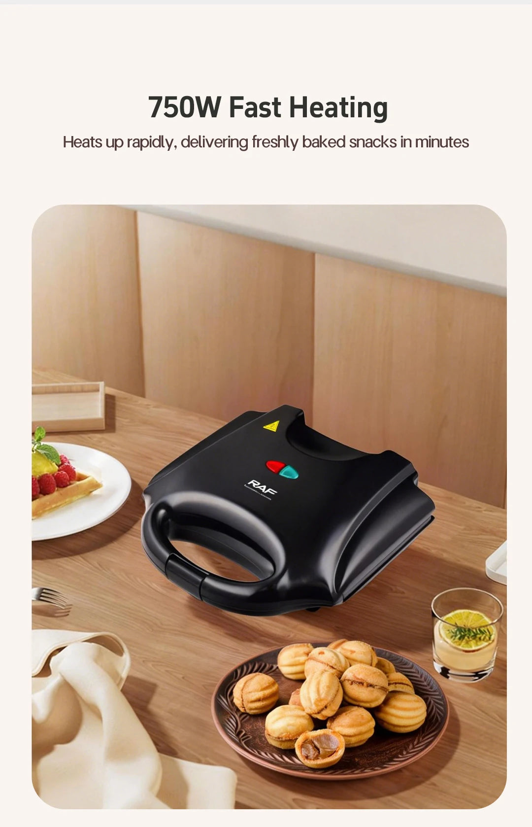 Electric Walnut Cake Waffle Maker With Nuts 12 Holes Cooking Kitchen Biscuits Making for Baking Business Nuts Waffle
