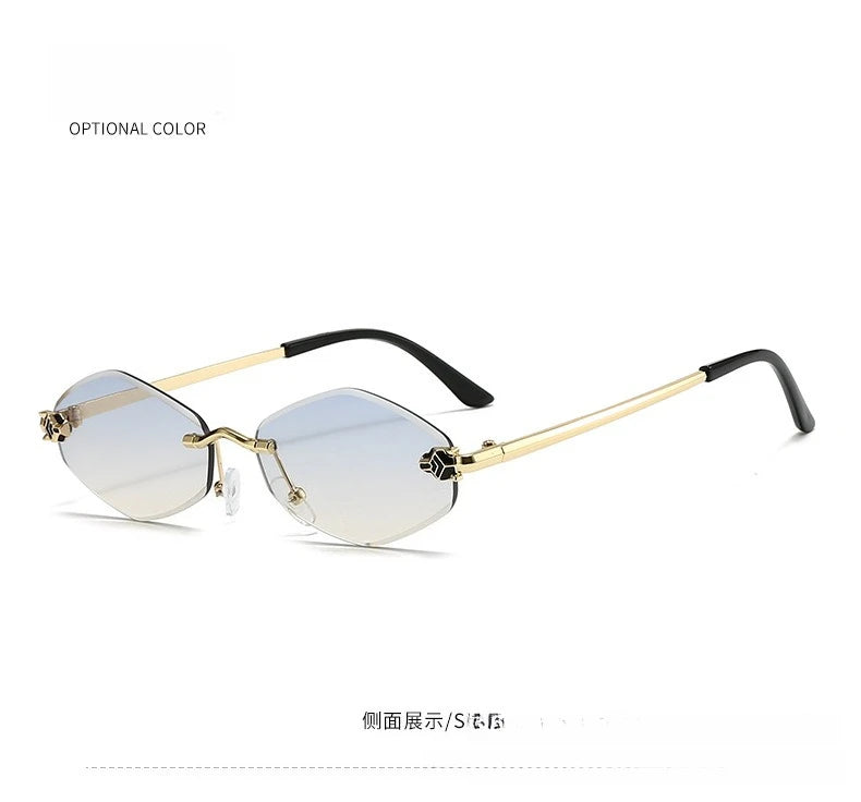 Popular Fashion Women Men Shades Rhombus Sun Glasses Female Male Summer Traveling UV400 Rimless Sunglasses Lentes De Sol Mujer