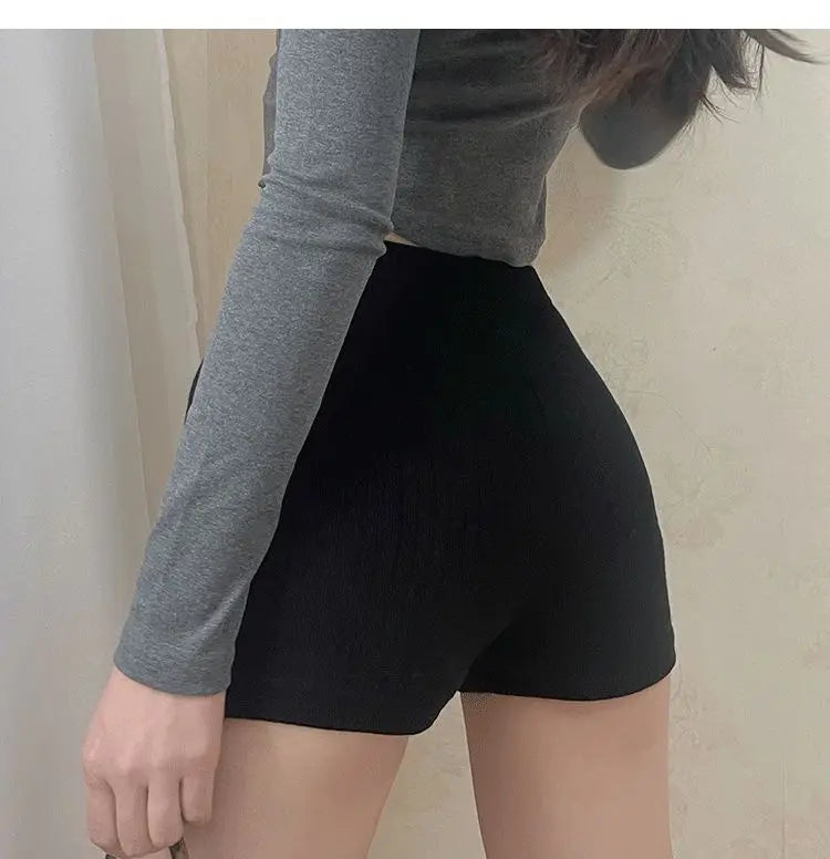 Fitness Shorts Women's High Waist Hip Lift Tight Thin Three-point Pants Sports Hot Pants Anti-light Yoga Pants