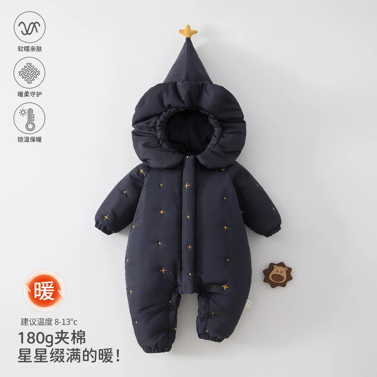 Winter Baby Romper Infant Thick Quilted Cotton Jumpsuit with Hood Warm Outwear for Outdoor Clothes Newborn Hooded Thick Coverall