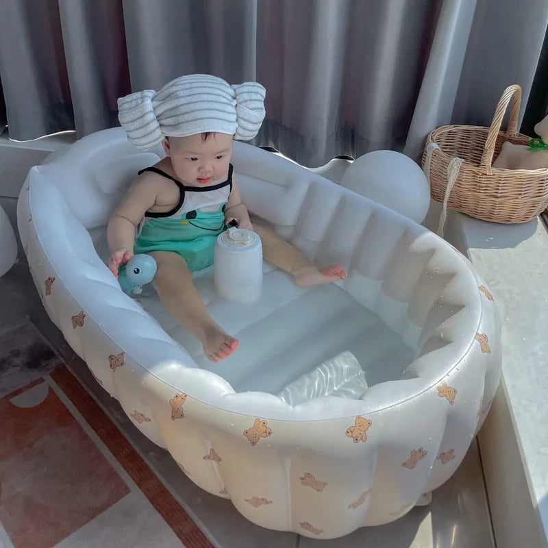 Ins Children Inflatable Bathtub Cartoon Manual Inflatable Baby Bath Indoor Kids Swimming Pool Portable Newborn Shower Products