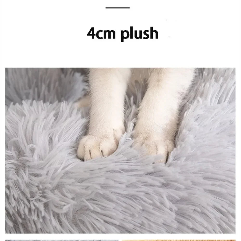 Round Dog Bed Long Plush Pet Kennel Washable Cat House Soft Cotton Mats Sofa For Small Large Dog Chihuahua Dog Basket Pet Bed