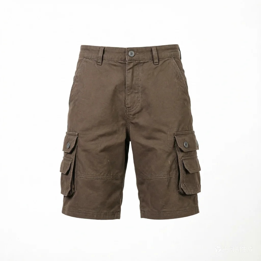 Summer Fashionable Sports Pure Cotton Straight Leg Multi-pocket Cargo Shorts Men's Casual Loose Plus Size High Quality Shorts