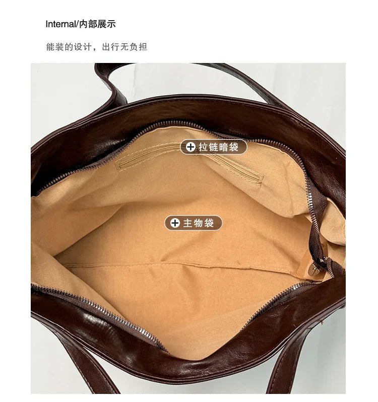 Casual Women Handbags Big Capacity Luxury Design PU Leather Female Shoulder Crossbody Bag Commuting Office Totes Ladies Hand Bag