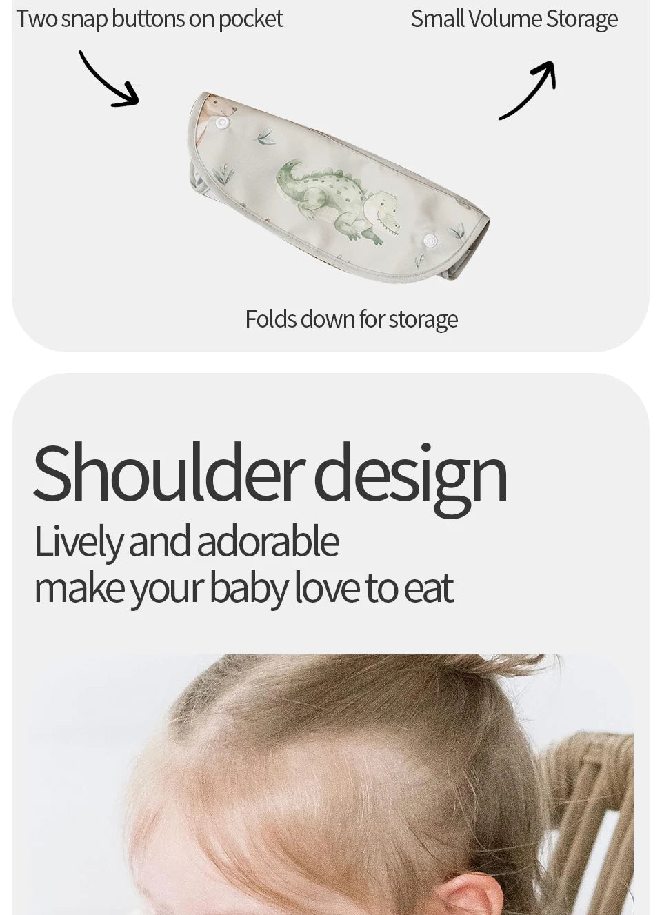 2Pcs/Set 100%Polyester Waterproof Baby Bibs,Lively and Adorable Shoulder Design Sleeveless Smock Feeding Bib Apron