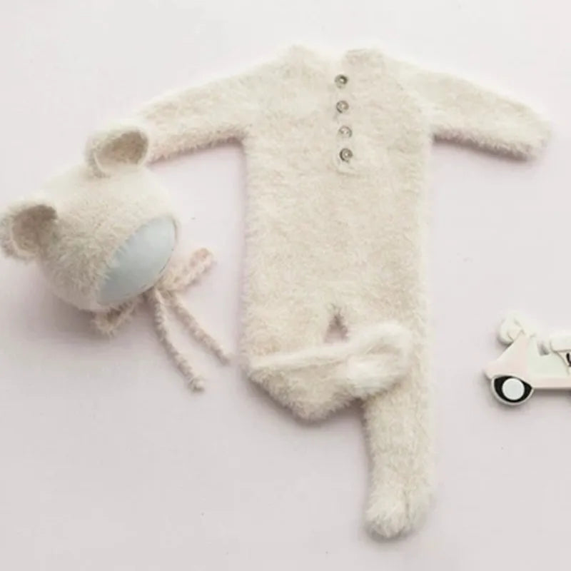 Newborn Bear Photography Set Onesie Baby Full Moon Home Photo Costume Studio Photography Props