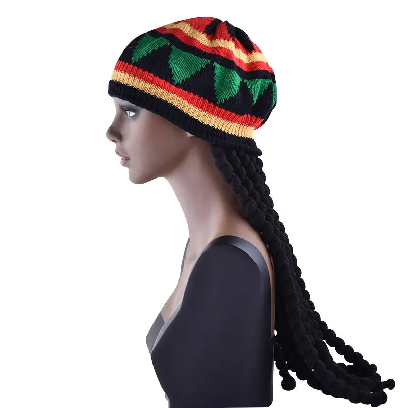 Halloween Hippie Costume Men 60s 70s Hippie Set Pants Shirt Fringe Vest Glass Frame Necklace Rasta Hat Dreadlocks