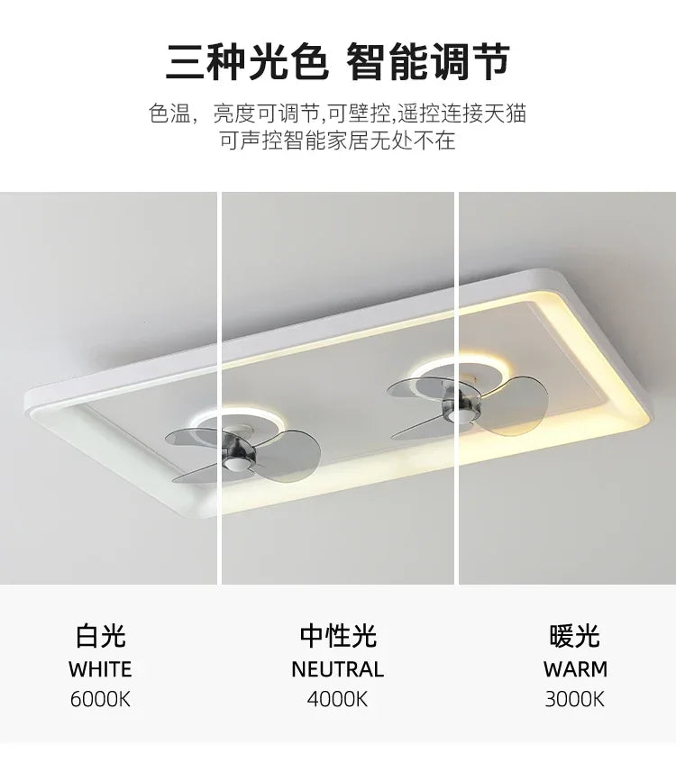 Bedroom fan lamp minimalist round modern minimalist dining room fan integrated master bedroom ceiling lamp electric fan 220V