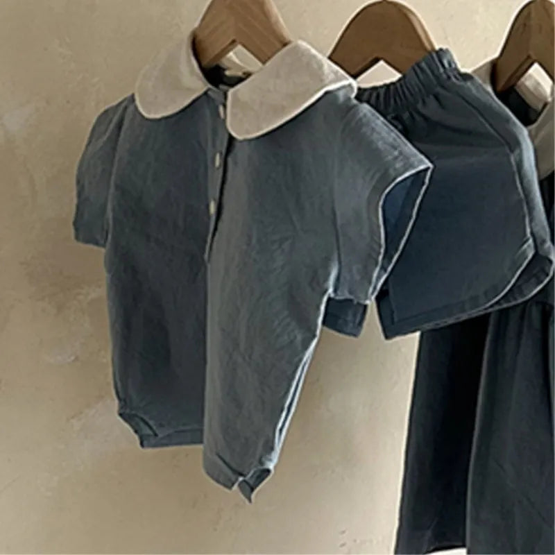 Newborn Baby Boy Cotton Clothes Set Shirt+Shorts 2PCS Infant Toddler Child Fashion Soild Pajamas Suit Outwear Baby Clothes 0-5Y