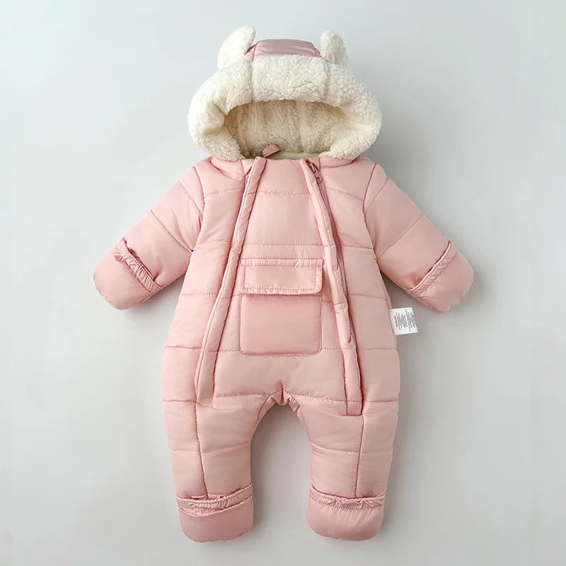 Baby clothes, winter clothes, newborn jumpsuit with fleece and cotton clip baby winter bag handbag foot double zipper
