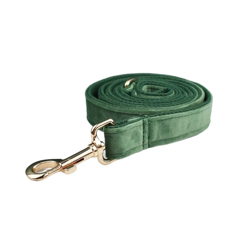 Forest Green Velvet Dog Collar And Leash Set For Dogs Custom Engraved Nameplate Pet Supplies Dog Leash Velvet 39