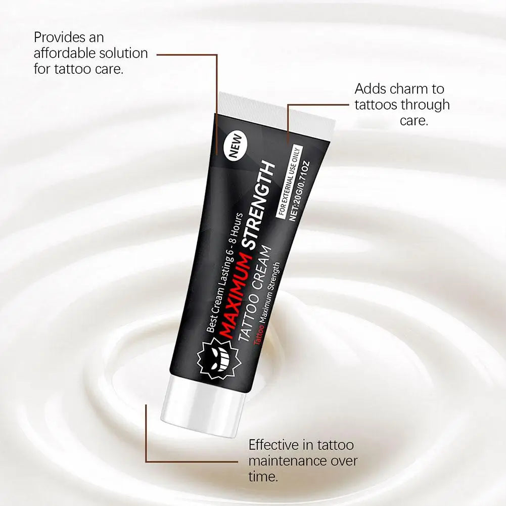 20g Maximum Strength Tattoo Cream, 6-8 Hours Long-Lasting Formula, Pre-Permanent Makeup & Piercing Skin Care