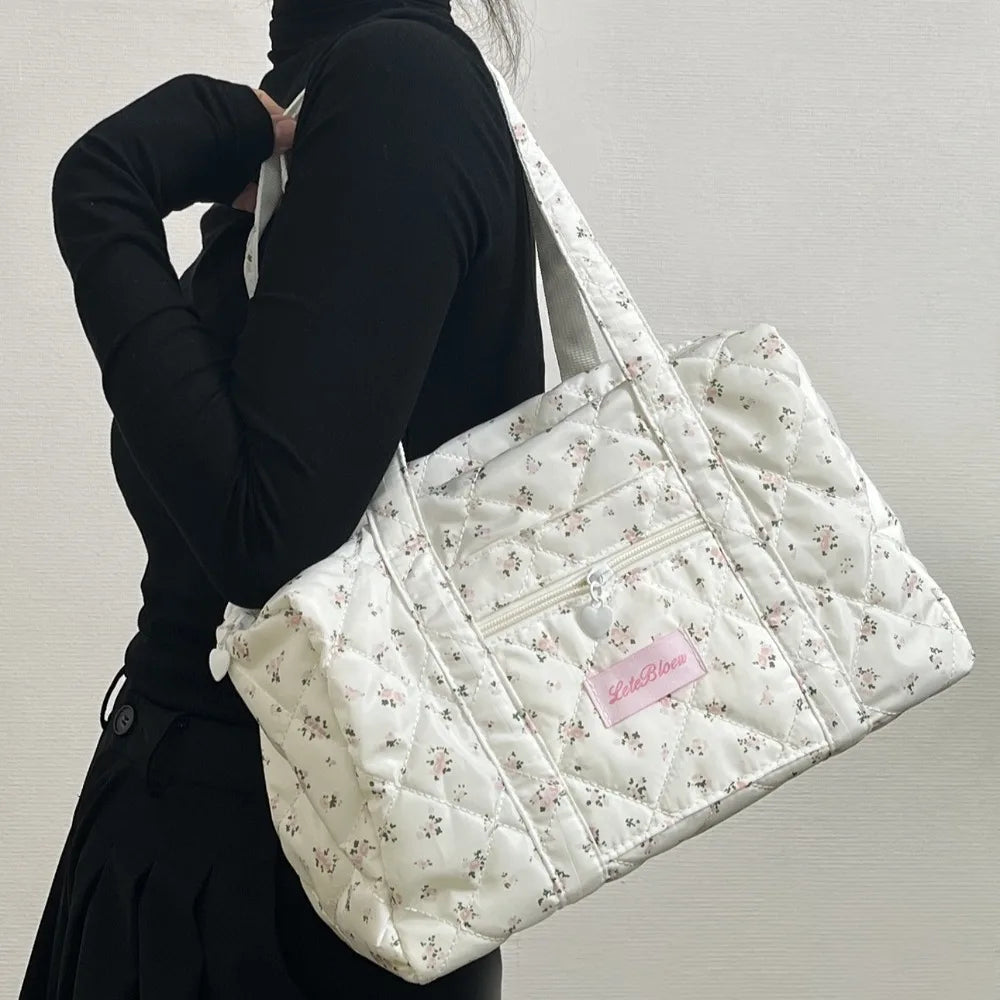Korean Style Stroller Organizer Bags Flower Multi-pocket Floral Mummy Bag Portable Baby Care Storage Women Handbag Outdoor