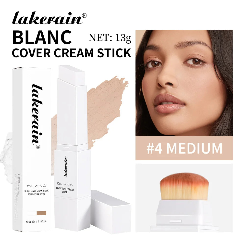 Lakerain Blanc Cover Cream Stick Dual-ended Design Waterproof Foundation Coverage Travel Bronze Creamy Foundation Natural Makeup