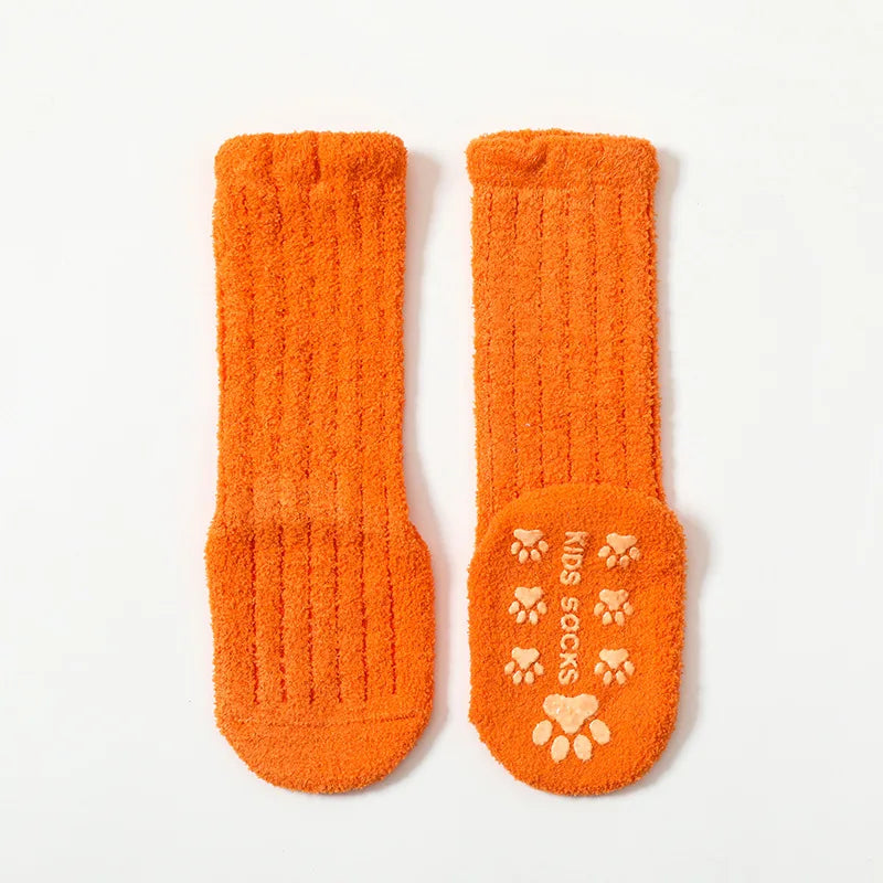 Winter Children Socks Non-slip Baby High Tube Socks Warm Plush Thicken Toddler Boys Girls Middle Tube Sock for 0-4 Year