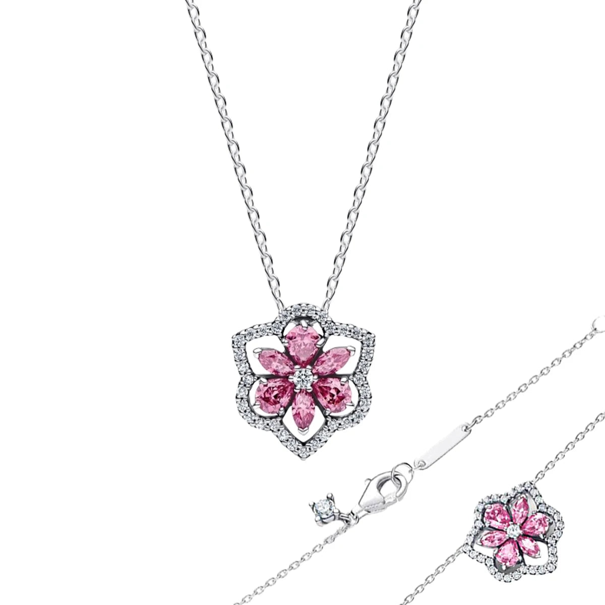 New 925 Sterling Silver Four Leaf Clover Flower Ear Stud Ring Pendant Bead fit DIY Women's Bracelets Necklaces Jewelry Gifts
