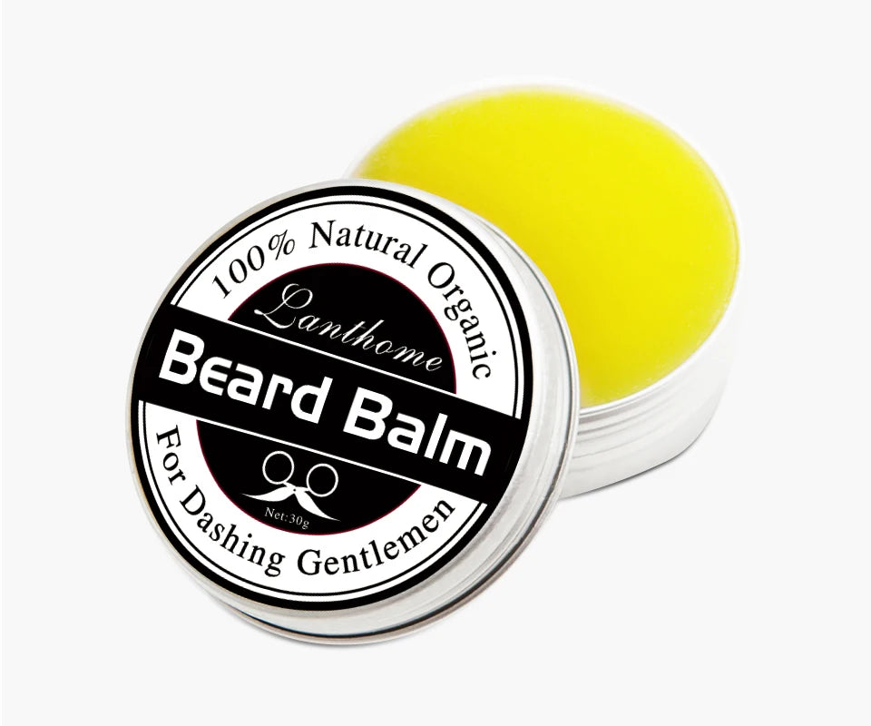 3PCS Natural Beard Balm Wax Beard Growth Balm for Men Moisturizing Smoothing Beard Styling Professional Care Cream Skin Care