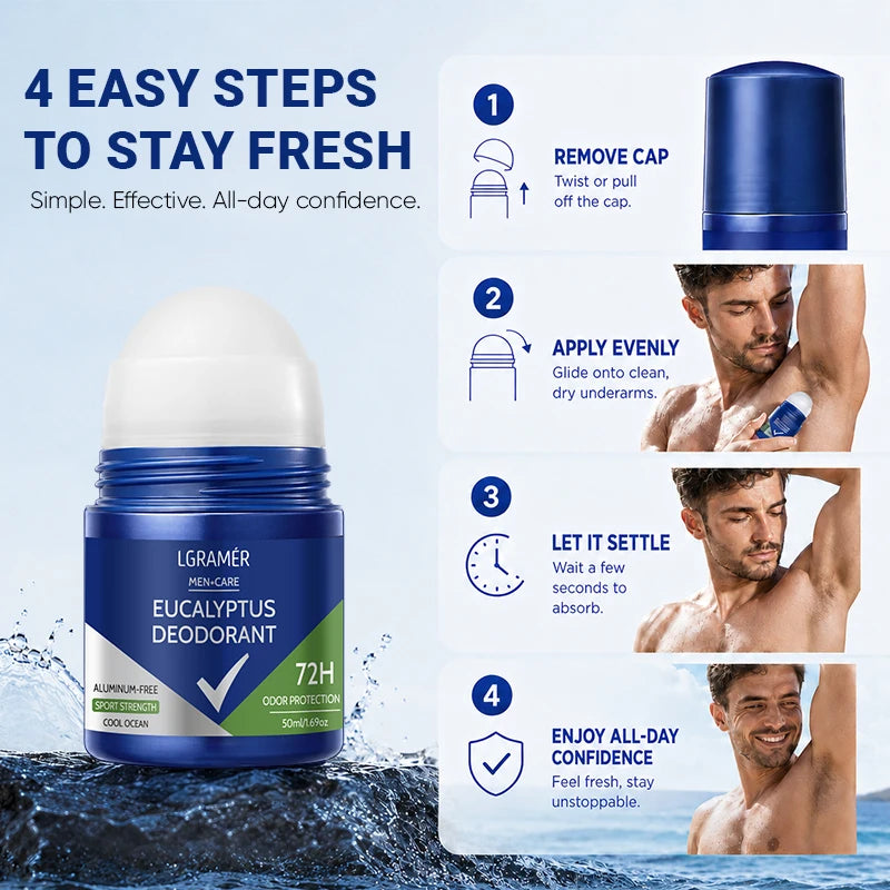 Men's Care Eucalyptus Deodorant Cool Ocean Scent Deodorant Stick Effective Anti Perspirant Control Sweat Smell Fresh Body Care