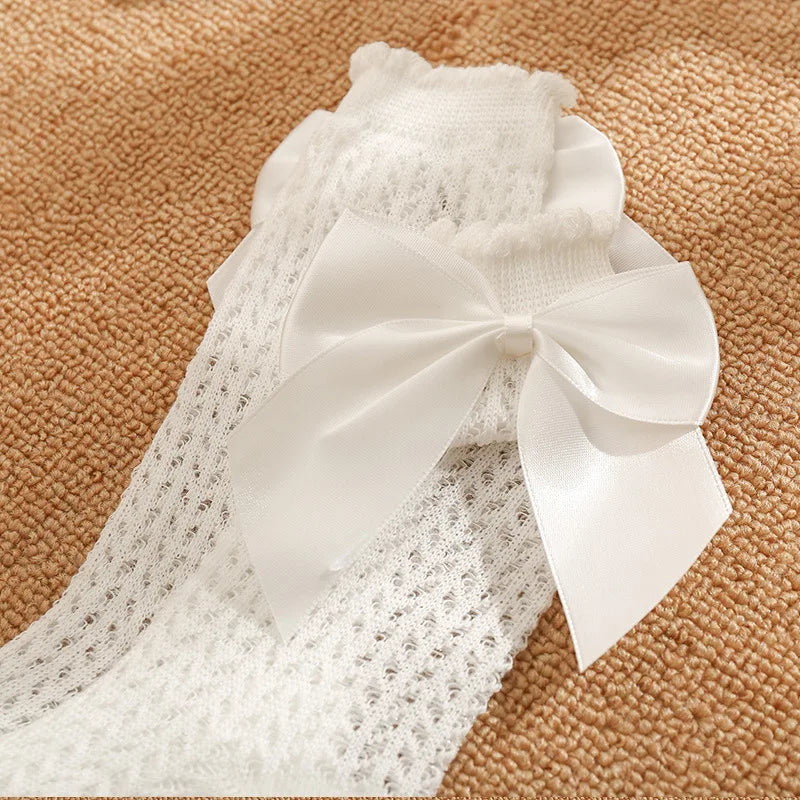 Summer Baby Socks Toddler Cute Big Bow Knee High Socks Mather Kids Children Boy Girls Newborn Floor Cotton Socks Baby Accessorie