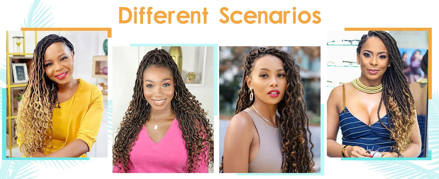 12-24inch Goddess Locs Crochet Hair Goddess Faux Locs Synthetic Crochet Hair For Women Pre Looped Faux Locs With Curly Ends