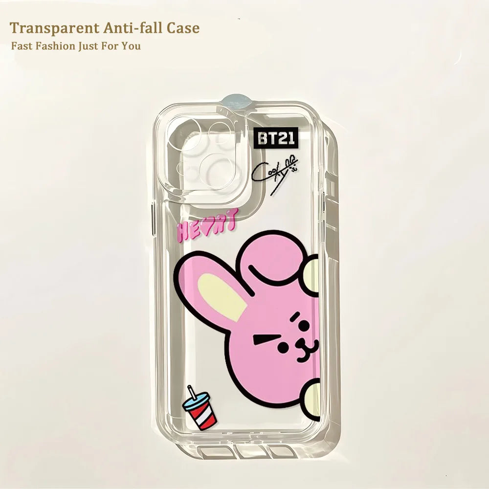 Cute Cartoon -Y-BT-21-Phone Case For iPhone 17 16e 16 15 14 13 12 11 Mini Air Pro Max X XR 7 8 Plus Transparent Soft Back Cover