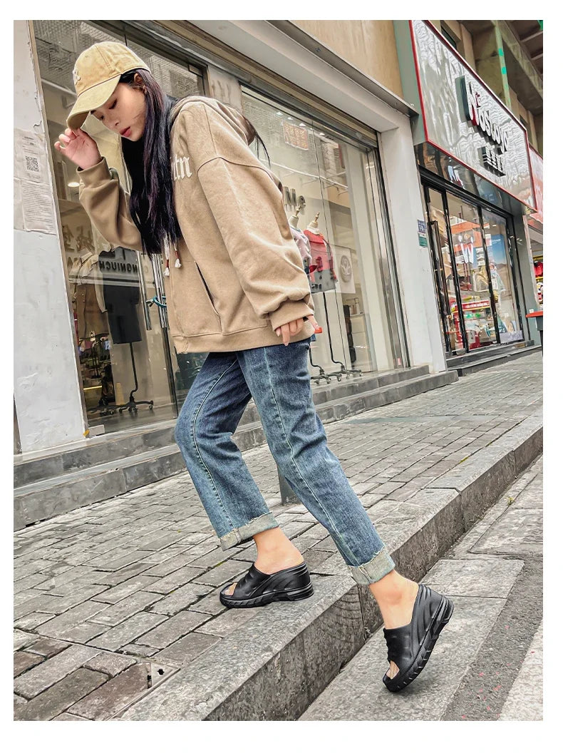 Outdoor Ladies Sandals Women Platform Flip Flops Slippers Height Increasing 8cm Summer Fashion Open Toe White Zapatos Mujer
