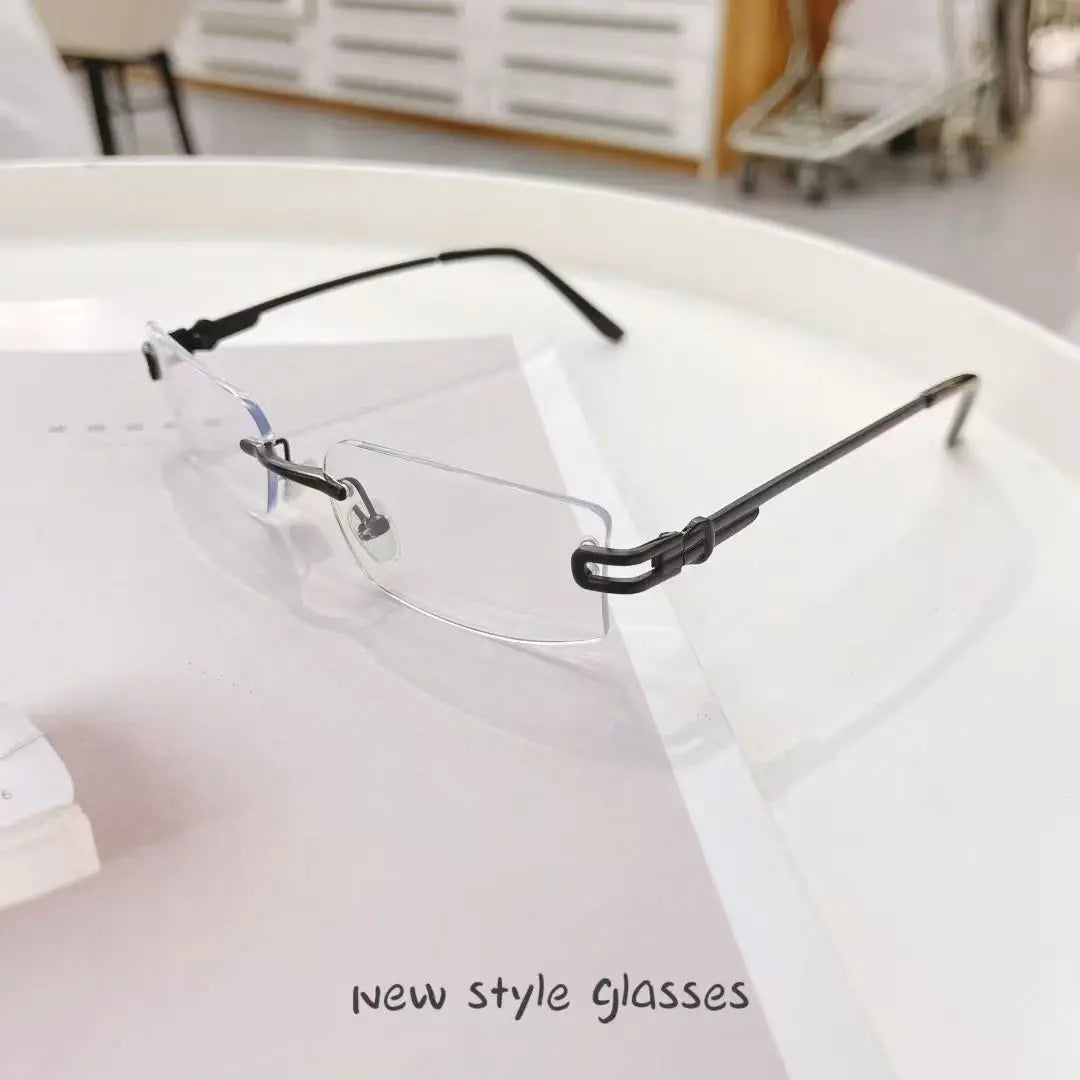 Rectangle Shape Rimless Sunglass Women Fashion Trendy UV Protection Sun Glasses for Man Korean Style Men Sunglasses