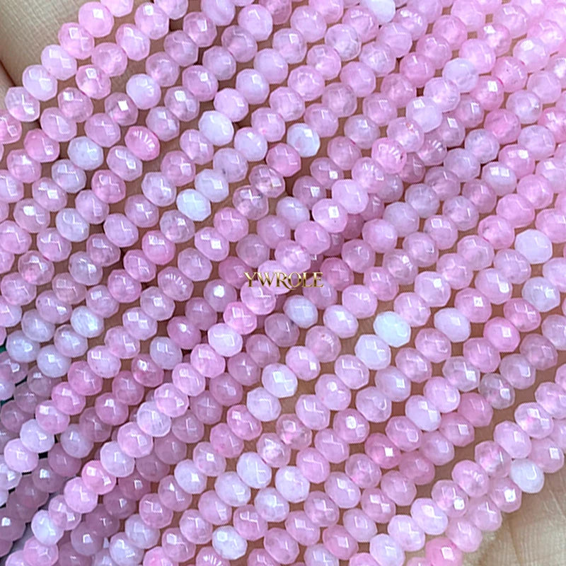3x4mm Rondelle Faceted Natural Stone Chalcedony Tourmaline Color Loose Spacer Beads for Jewelry Making Diy Bracelet Accessories