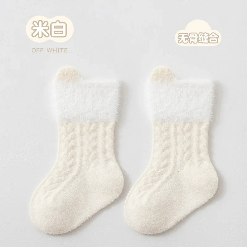 Autumn Winter Baby Socks Fleece Thickened Newborn Children Socks Warm Mid-Tube Kids Socks For Boys And Girls Baby Clothing Gifts