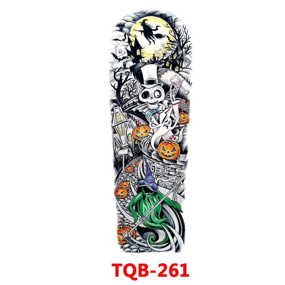 Large Arm Sleeve Tattoo Rose Gear Clock Eye Waterproof Temporary Tatto Sticker Lion Wolf King Body Art Full Fake Tatoo Women Men