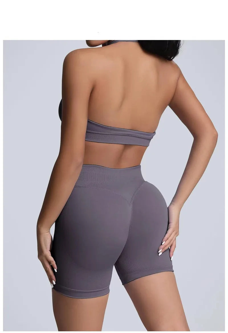 HISTELLO Sports Shorts 4.5‘’ High Waist Women Yoga Workout Shorts Seamless Leggings Stretch Fitness Sweatpants Gym Short