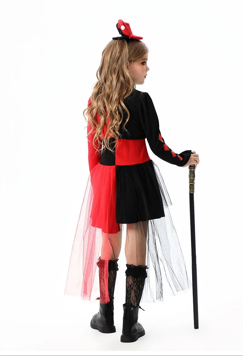Halloween Cosplay Costumes Horror Clown Dresses Pants Headwear Clothes Sets Carnival Theme Party Role Playing Outfits for Girls