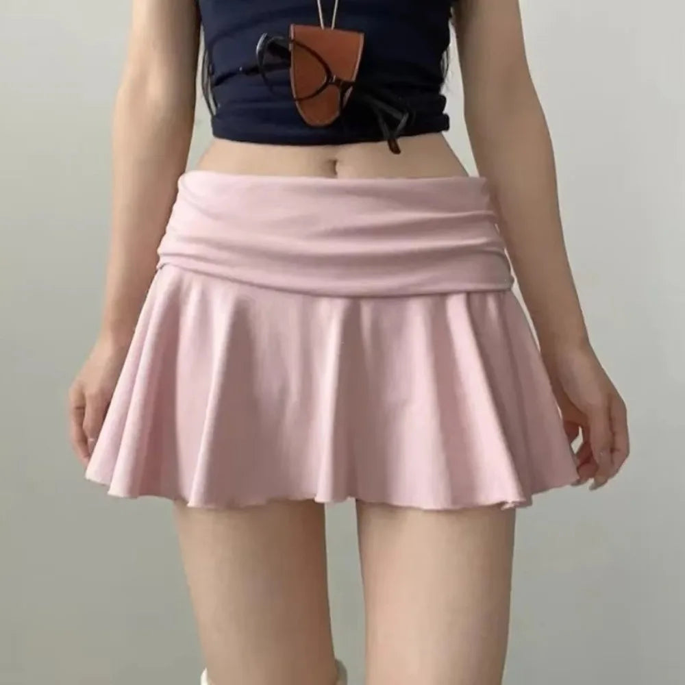 Waist-Flipping Ruched Skirts High Waist High Elasticity Women Short Dress Prevent Exposure Athletic Short Skirt For Golf Sports